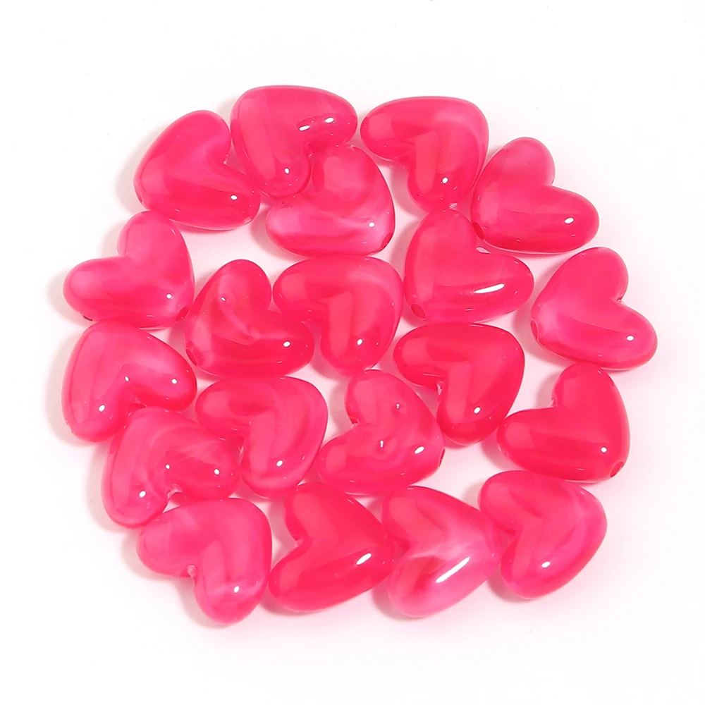 20 Stück 14 x 12 mm zweifarbige Acryl-Herzperlen, lose Herzperlen für die Schmuckherstellung, DIY-Armbänder, Halsketten, Schlüsselanhänger, Zubehör – Detail 14
