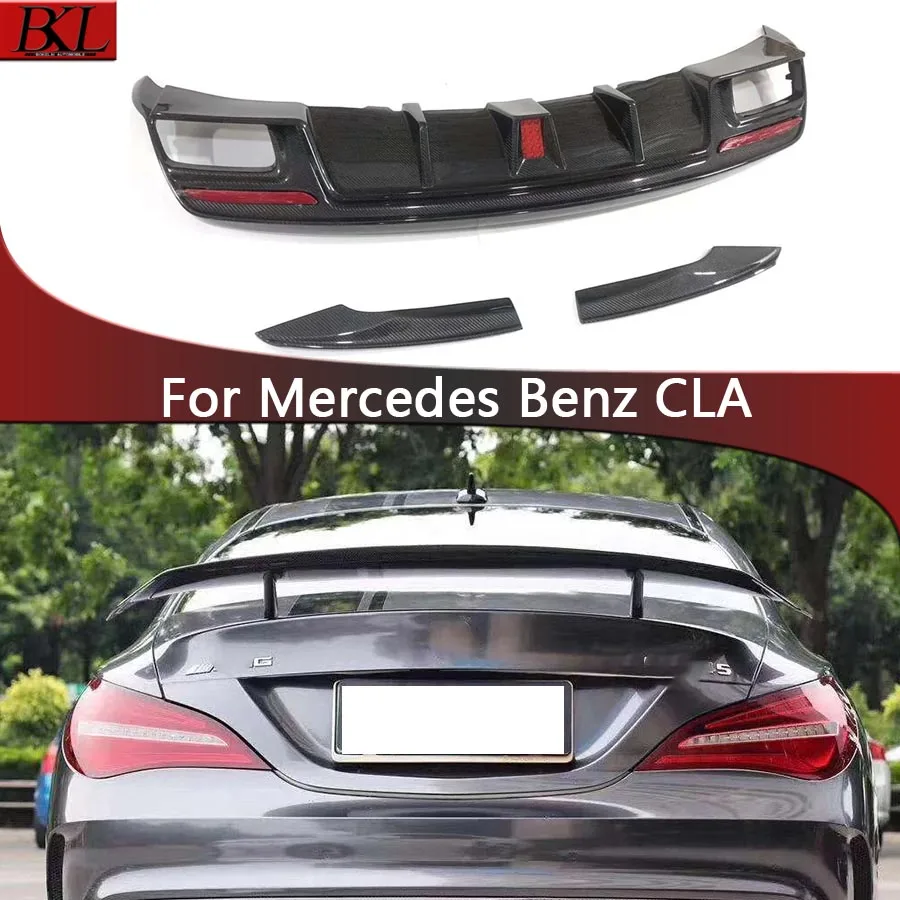 For Mercedes Benz CLA Class W117 CLA45 200 260 PAK Style Carbon Fiber Car Rear Bumper Diffuser Rear Splitters Spoiler Back lip