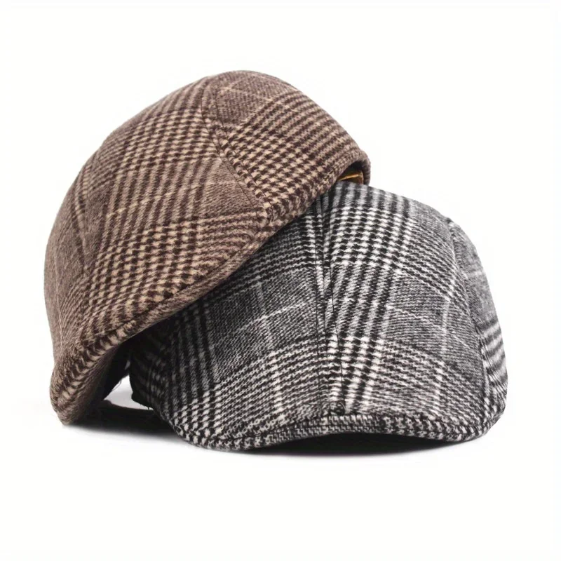 Beck Tweed Forward Hat Autumn and Winter Retro Warm Newsboy Hat Men's Cotton Beret Men's and Women's Autumn and Winter Hats