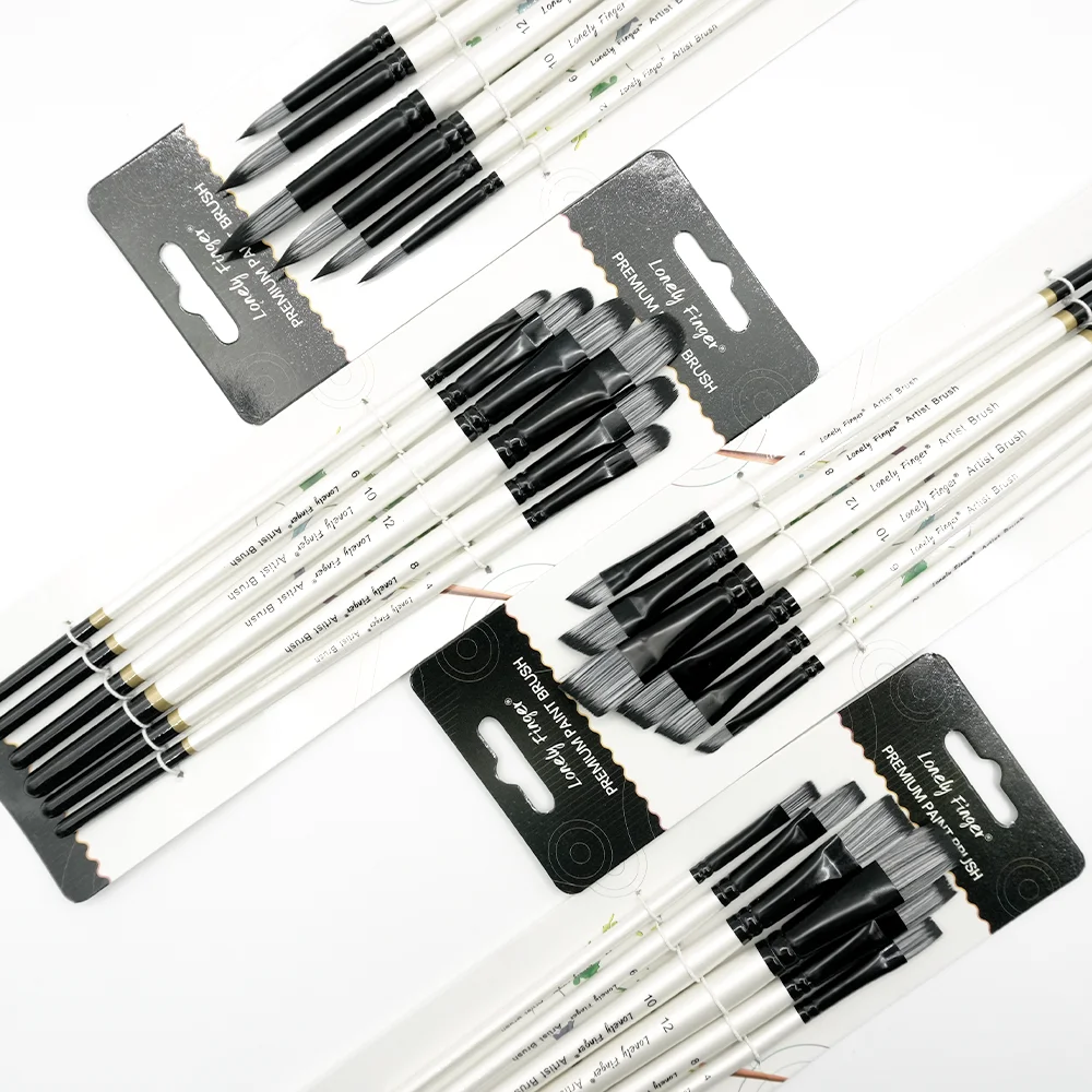 6/24 Pcs Paint Brush Set, Artist Paintbrushes for Acrylic Oil Watercolor Painting, Premium Nylon Hair Art Paint Brushes