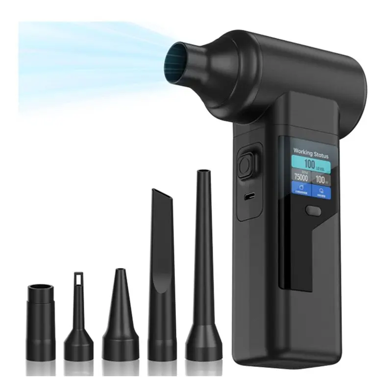 

AT19-Electric Air Blower 10000Mah Turbo Fan Jet Fan With 5 Nozzles For Efficient Dust Cleaning Removal