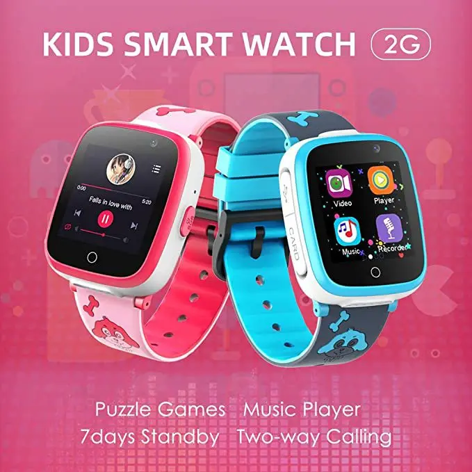 2G Children Smart Phone Watch Puzzle Game Music Call Camera Watch Touch Large Screen SOS Alarm Clock Smart Watch for Boys Girls