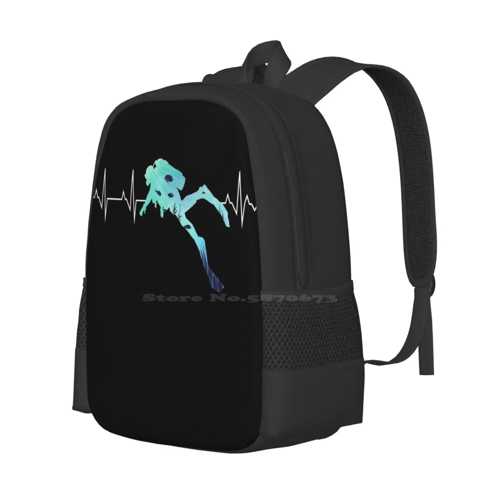 Scuba Heart Beat-Best Gift For Diver New Arrivals Unisex Bags Student Bag Backpack Scuba Heart Beat Lovers Scuba Saying Scuba