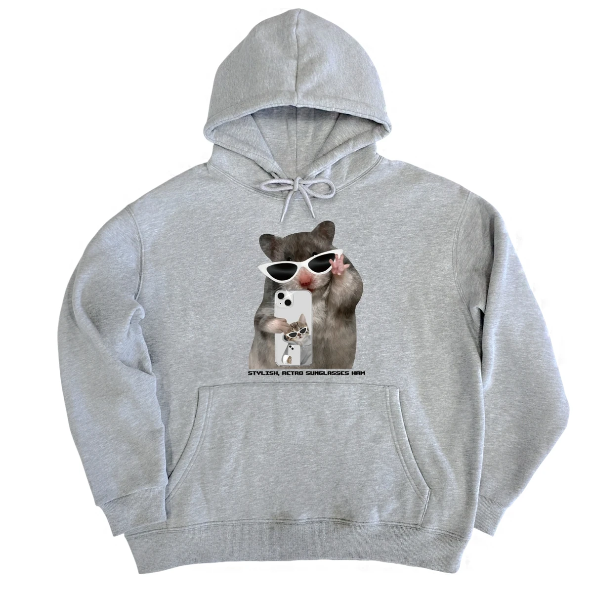 Women's Funny Hamster Meme Pattern Printed Sweatshirt Fashion Warm Hooded Winter Casual Korean Style Soft Clothing Y2K Hoodies