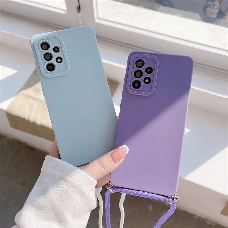 A 55 35 25 15 S 24 Crossbody Lanyard Case For Samsung Galaxy A55 A35 A25 A15 A05s S24 Plus Ultra 5g M34 Cord Silicone Back Cover