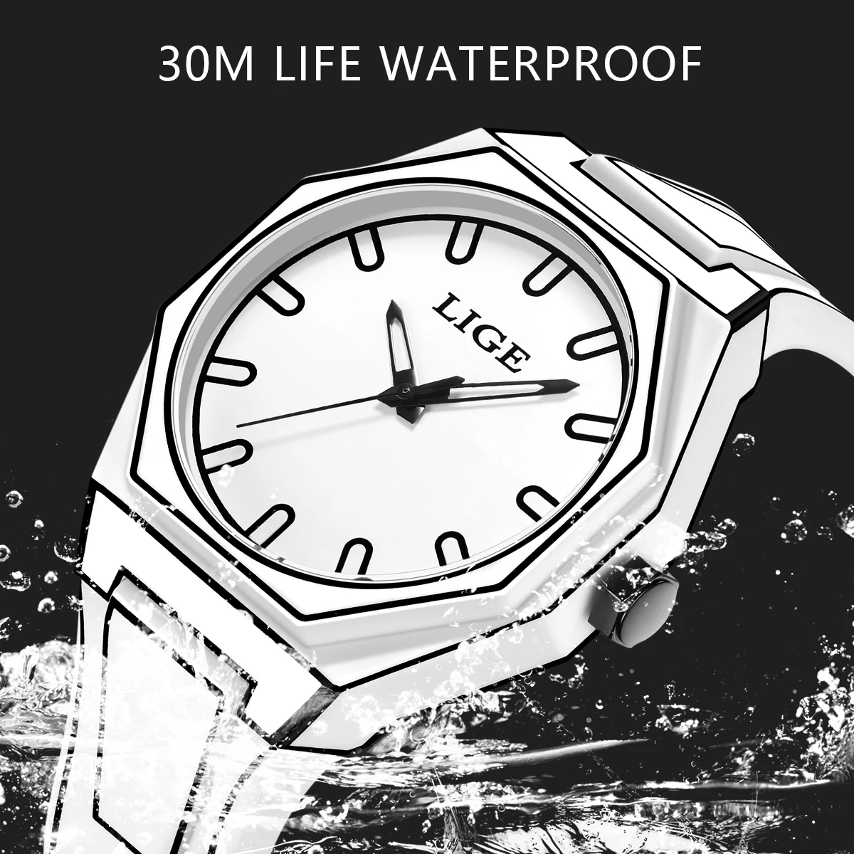 LIGE Couple watches Modern Minimalist Sketching Creative Sports and Leisure Watch Creative Design Waterproof Watch Couple gift
