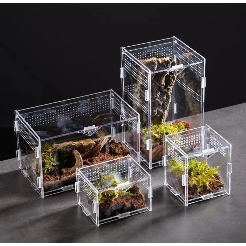 

Высококачественный Экологичный Портативный Акриловый Террариум для Рептилий с Магнитным Ландшафтным Дизайном, Настраиваемый Размер, Простая Сборка