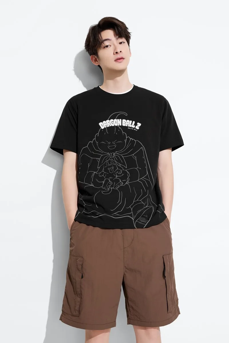 

2026 Dragon Ball Licensed Soft Cotton T-shirt Parent-child Retro S-4XL 100CM-160CM Anime Skin-friendly Family Casual Tops