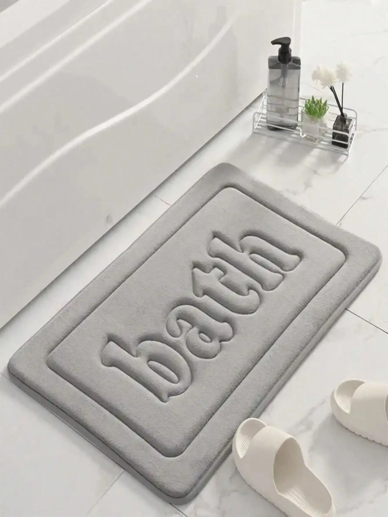 1pc Bathroom Memory Foam Flannel Bath Mat, Slip Resistant And Absorbent Bathroom Small Carpet Home Bathroom Decor Bath Rug Outdoor Rug Door Mat Fall Decor Bathroom Accessories Back To School Entryway Decor