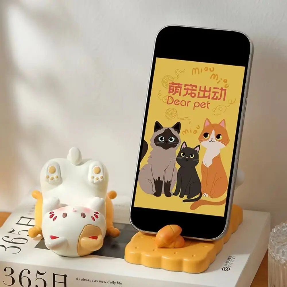 

Статуэтка, миниатюрные предметы, держатель для телефона Lucky Cat, изделия из смолы, изысканная подставка для мобильного телефона с животными, реалистичный китайский стиль