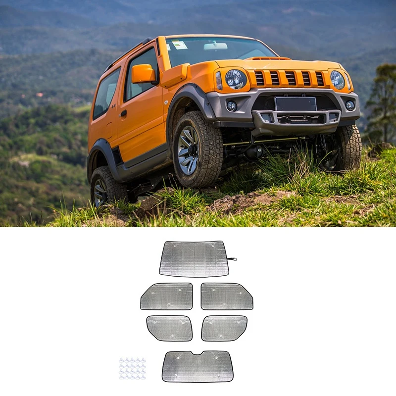 Windshield Sunshade Kit For Suzuki Jimny 2007-2017 Anti-UV Car Curtain Sun Block Sun Visor Cover 6PCS