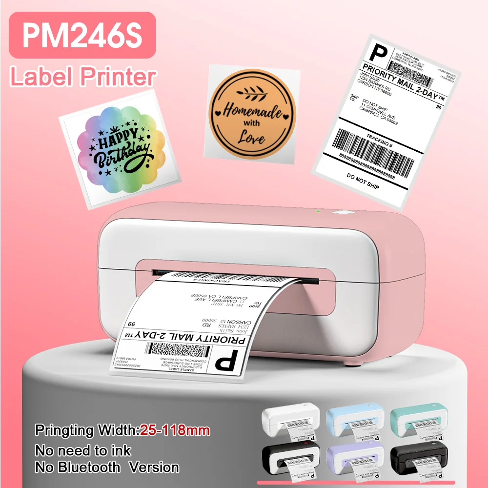 Phomemo Label Printer PM246S Thermal Label Printer Shipping PM241 No Bluethooth Version Label Maker Labeling Machine USB Connect