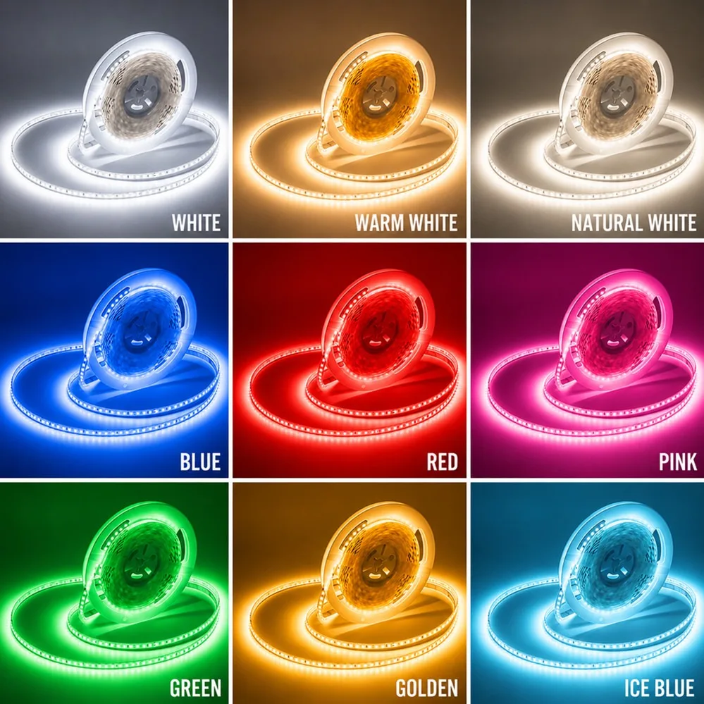 Cuttable 12V 24V Colorful SMD Light Strip 0.5-10M 120LEDs/m Flexible Lamp Bar TV Background Corridor Vanity Indoor Decor Lamp