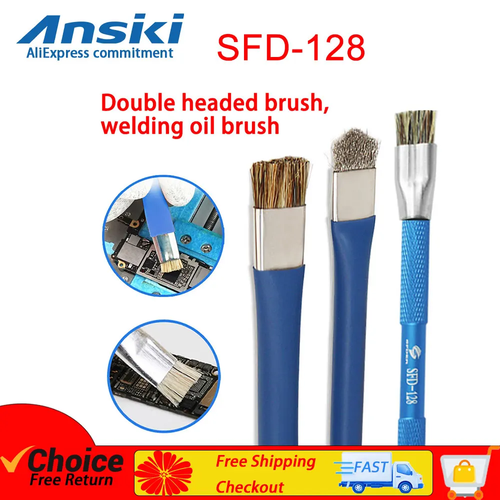 Ansiki SFD128 Hard Brush for Mobile Phone Motherboard Repair, Mainly Used for IC Pad Cleaning and Soldering Oil Cleaning.