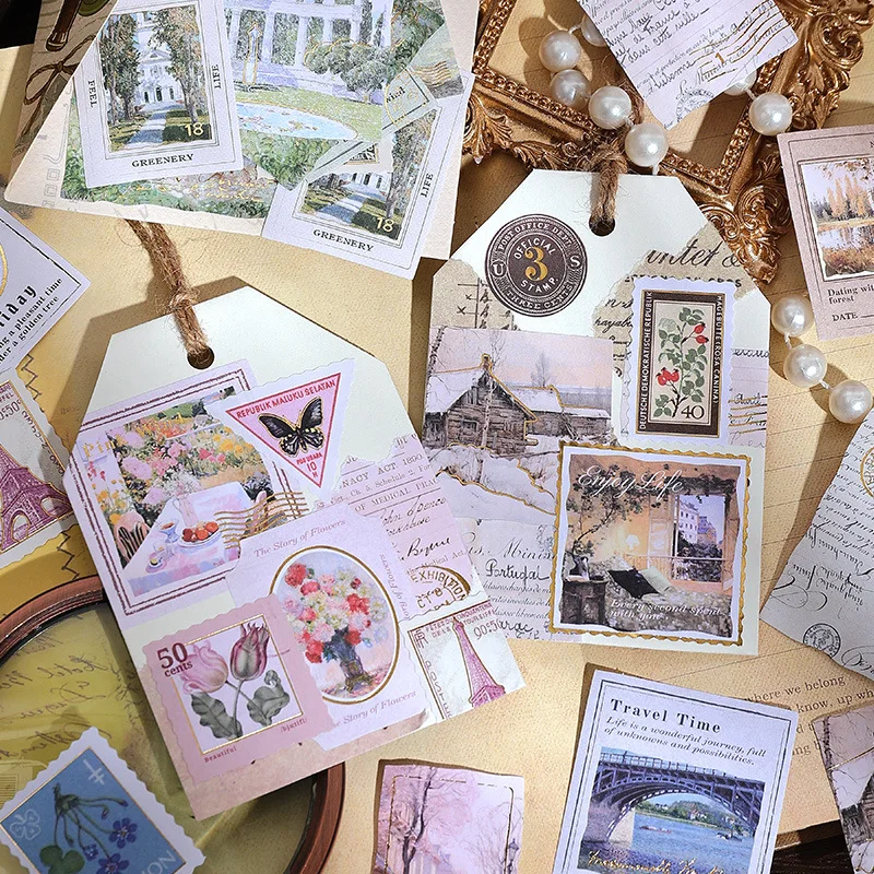 30 قطعة/الحزمة ملصقات ألبوم يوميات مزخرفة على شكل ختم برونزي لمستلزمات المجلات غير المرغوب فيها لسكرابوكينغ