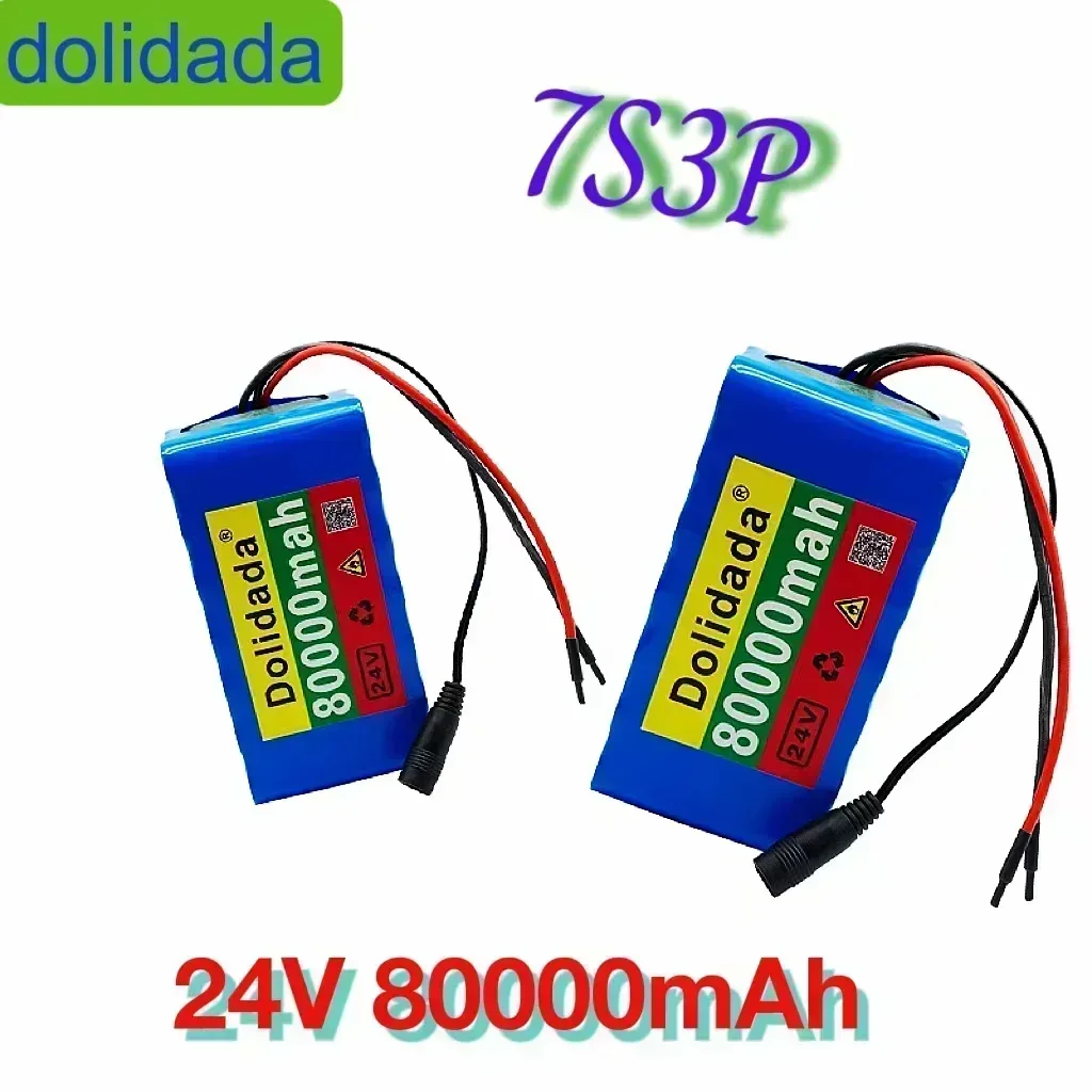 

18650-Batterie au lithium-ion 24v 7S3P 80ah/80000mah, pour vélo et scooter électrique, avec bms
