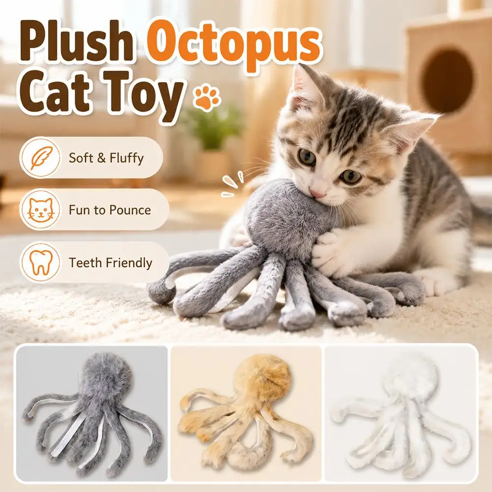 Niedliches Oktopus-Haustier-Plüschtier, interaktives, weiches Stofftier für Hunde und Katzen, langlebiges, bissfestes Kauspielzeug, leicht zu reinigendes Spielzeug