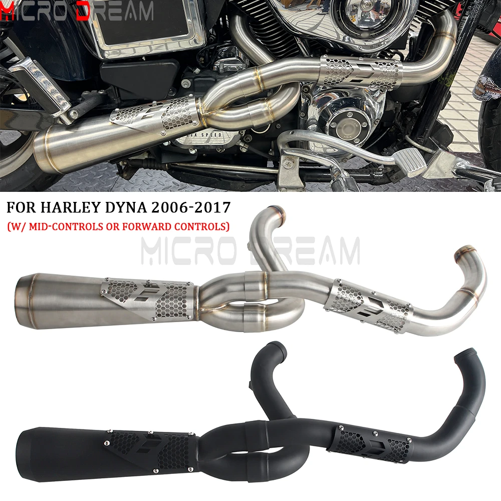 

Slip-on Muffler Full Exhaust System 2-in-1 Muffler Pipe For Harley Dyna Low Rider S FXDLS Super Wide Glide FXD FXDWG FXDF FXDB