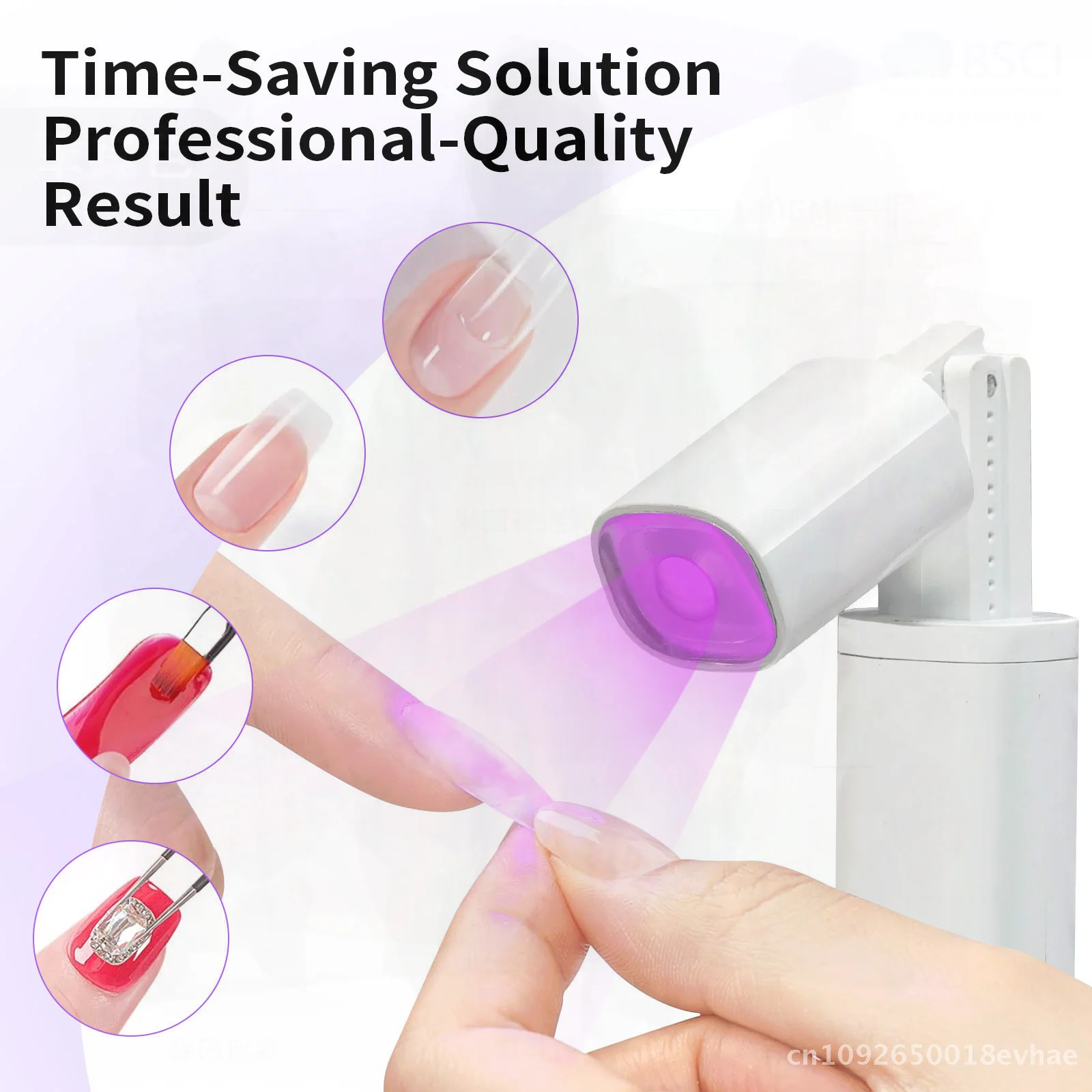 Portable Handheld Manicure Lamp Mini Power Storage Phototherapy Nail Baking Light Professional Tool for Nail Salon White