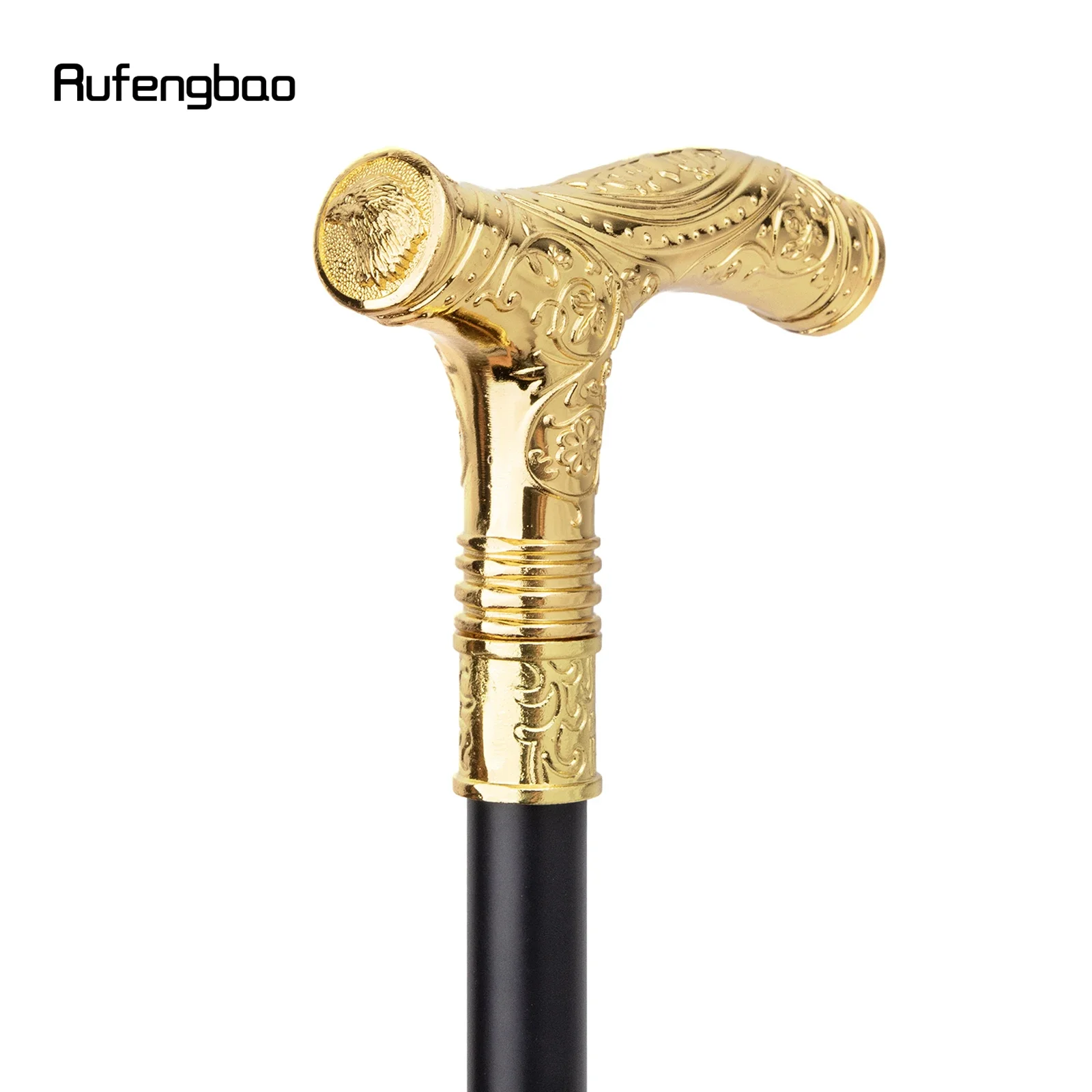 Golden Eagle Head Flower Totem Relief Walking Cane Fashion Walking Stick Gentleman Crosier Knob Walking Stick 93cm