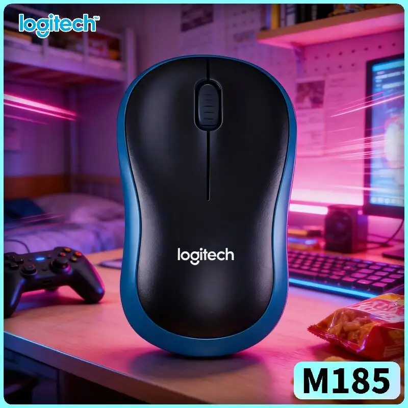 Logitech M185 Office-Noiseless Mouse 2.4GHz Anti-Interference 12-Month Battery 10m Coverage Comfort Grip Multi-Device Tool