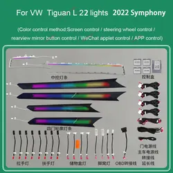 LED Ambient Light For VW Tiguan L MK2 2017-2022 environmental Lighting Atmosphere Lamp RGB Backlight kit Dynamic Trim