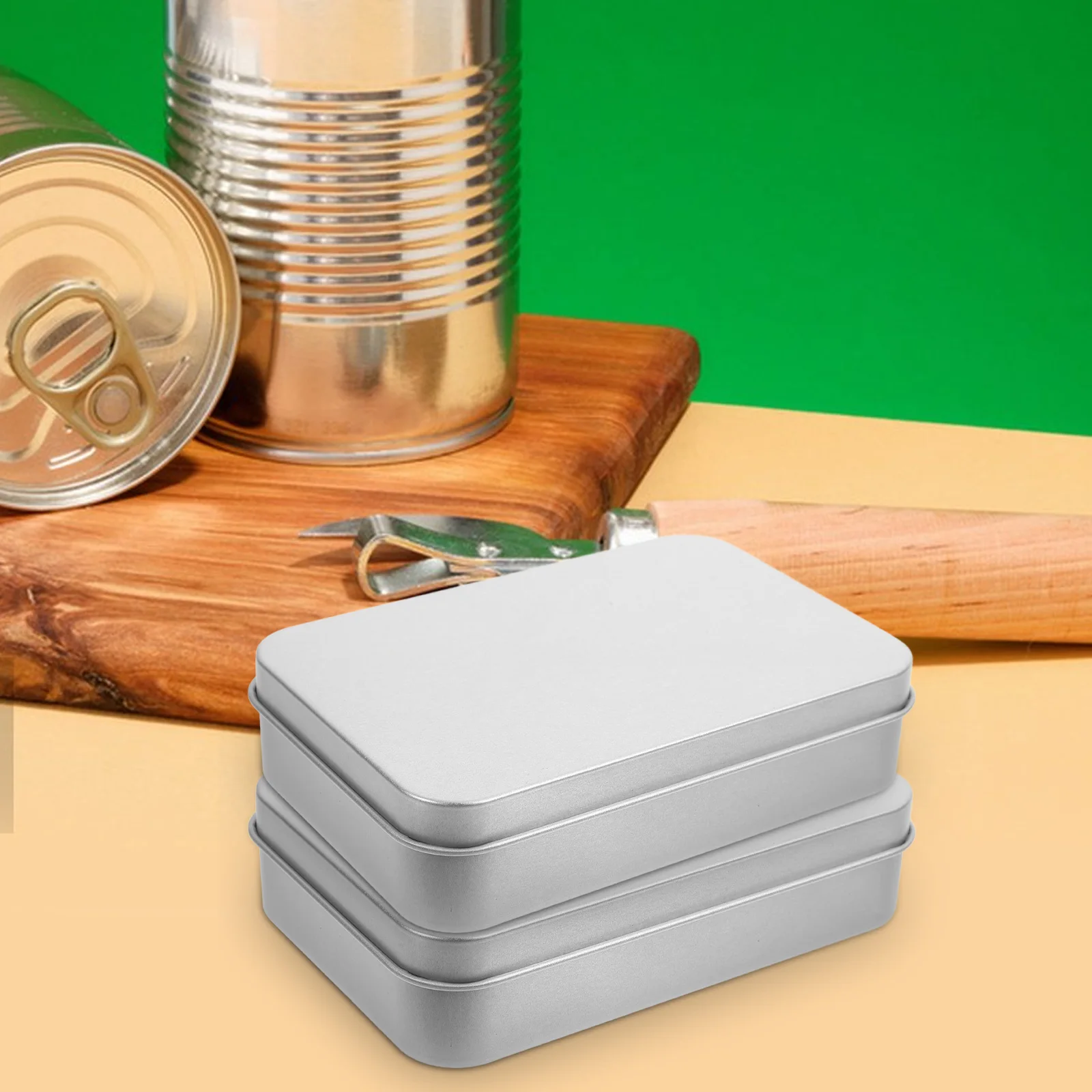 

4 Pcs Silver Gift Packaging Boxes Tinplate Durable Containers Empty Box For USB Keychains Cigarettes Stationery