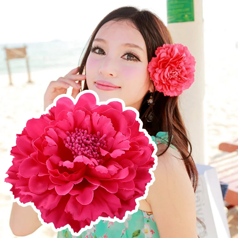 1PC Big Peony Flower Hair Clip Bridal Bridesmaid Prom Party Hairpin Brooch Flower Headwear Hairpin Cloth DIY Clamp Hair Clips