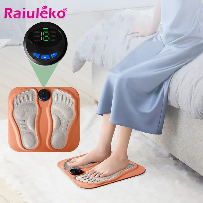 

Wireless Foot Massage Pad 6 Modes EMS Pulse Feet Massager for Promote Blood Circulation Electric Muscle Stimulation 15 Intensity