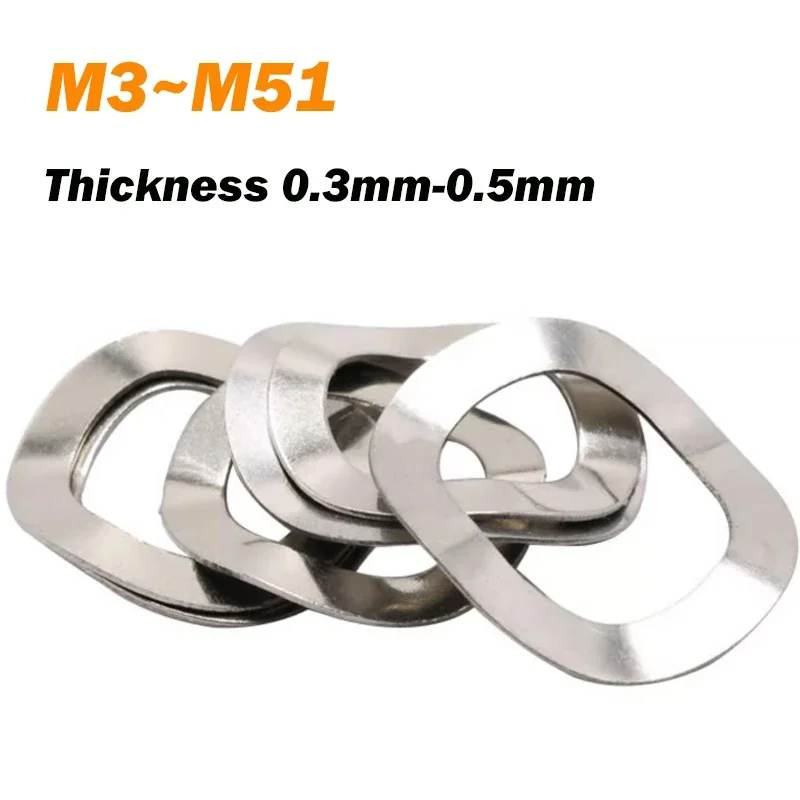 Washers M2 M2.5 M3 M4 M5 M6 M8 304 Stainless Steel Triple Wave Corrugated Spring Washers Elastomeric Round Washers