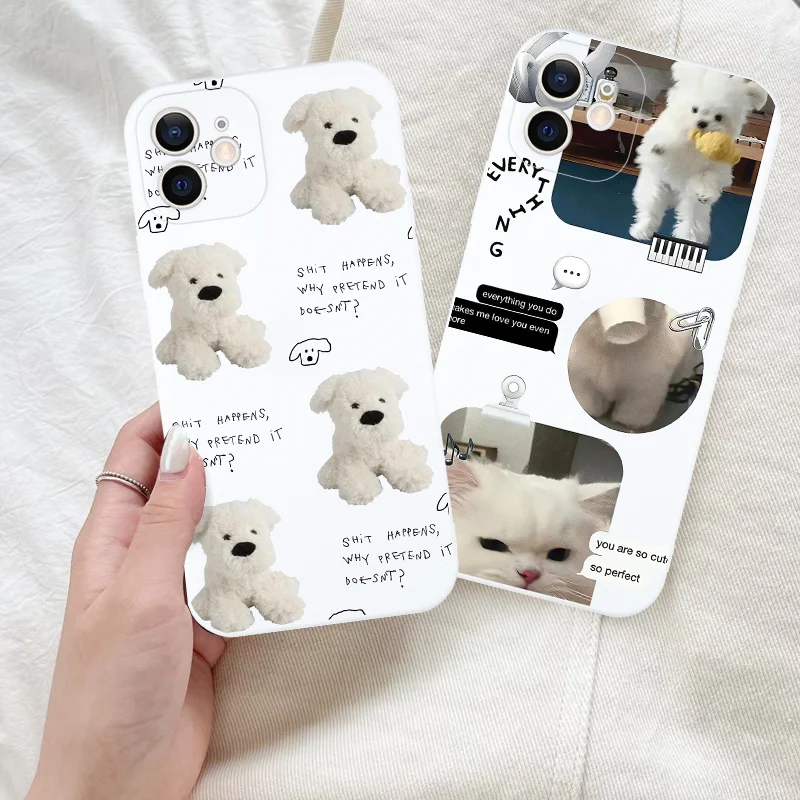 

Funny Toys Cat Dog Puppy Couple Phone Case For iPhone 16 15 11 12 14 13 Pro Max Mini X XS XSMax XR 7 8 Plus SE4 16e Cute Covers