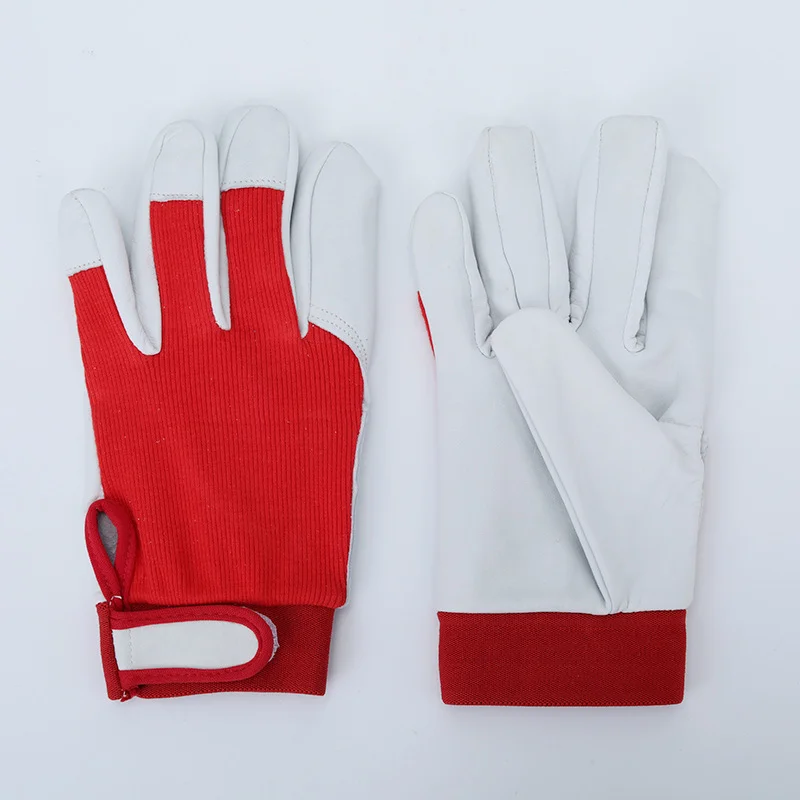 Guantes de trabajo de piel de oveja para trabajadores, protección de seguridad para soldadura, jardín, deportes, conductor de motocicleta,