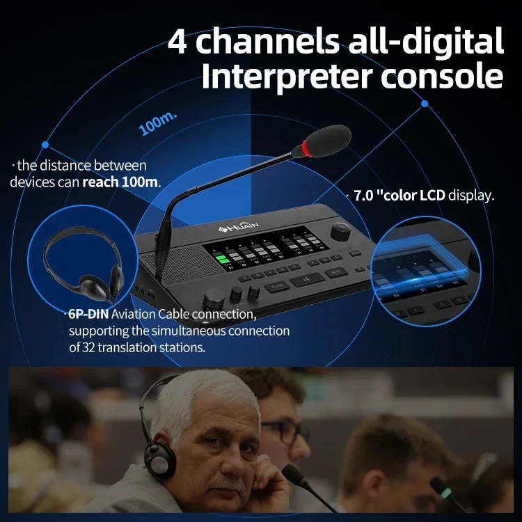 Durable digital infrared simultaneous translation interpretation system wireless conference interpreter equipment