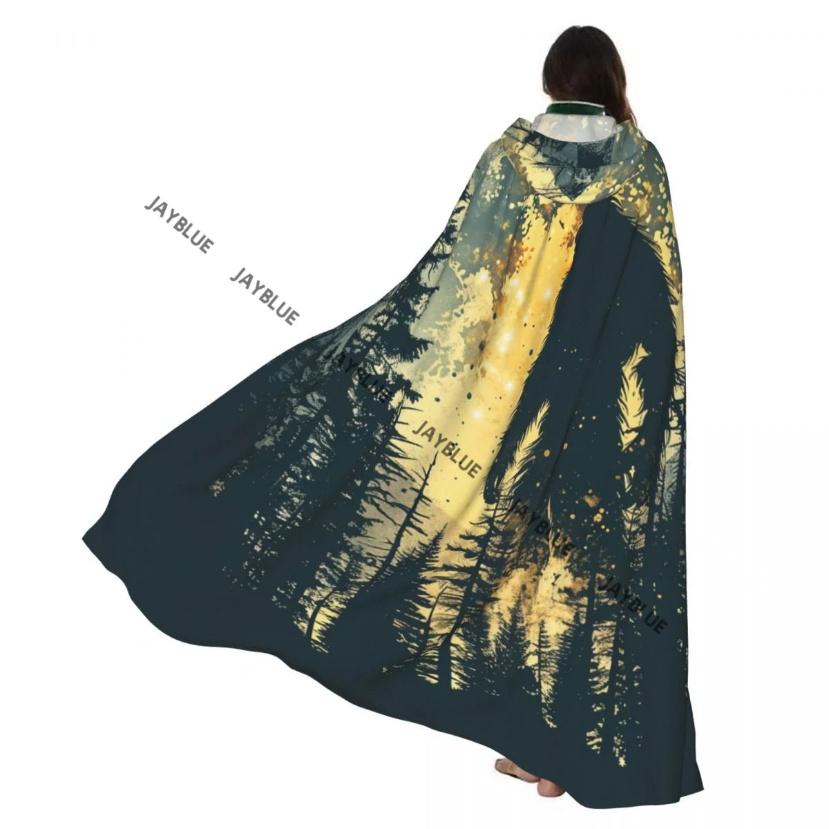 

Long Cape Cloak Giant Gorilla In The Forest At Night Hooded Cloak Coat Autumn Hoodies
