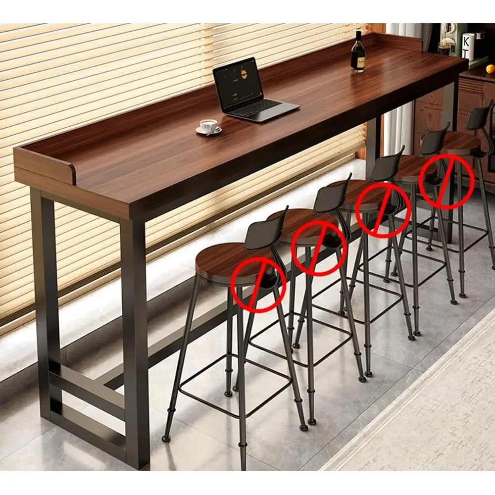 

Барный стол из массива орехового дерева с металлическим каркасом — идеально подходит для кухни, столовой, кафе и домашнего бара (без стульев)