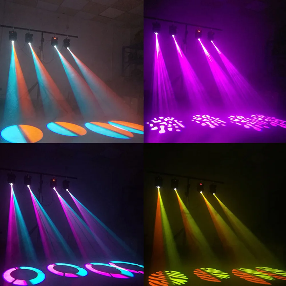 4PCS 60W Moving Head Beam Lights LED Stage Lighting Spot Gobo Pattern Wedding Party Stage Effects DMX Controller DJ Disco Club