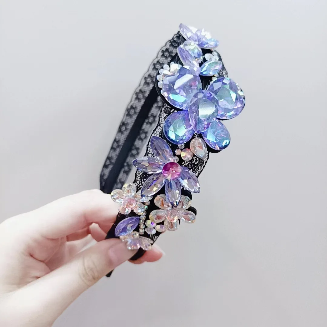 Hair hoop hairpin fashion wide-brimmed adult crystal flower sweet lady joker toothed antiskid head band