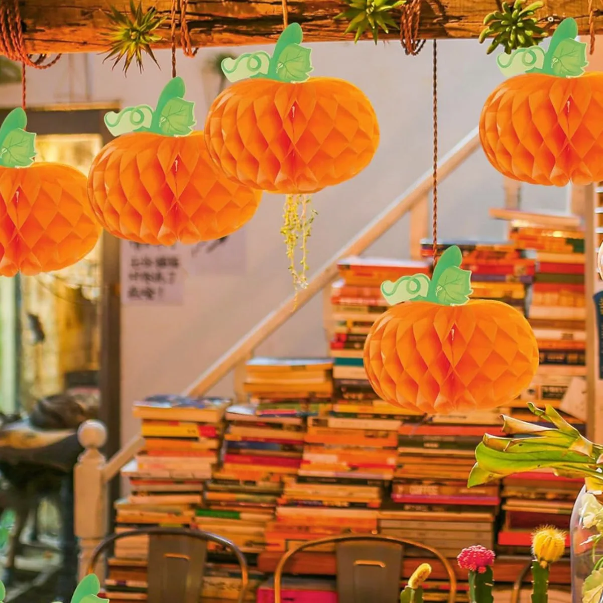 

Halloween Pumpkin Honeycomb Ball Pendant Kindergarten Color Pumpkin Creative Thanksgiving Ghost Festival Lantern Party Decor