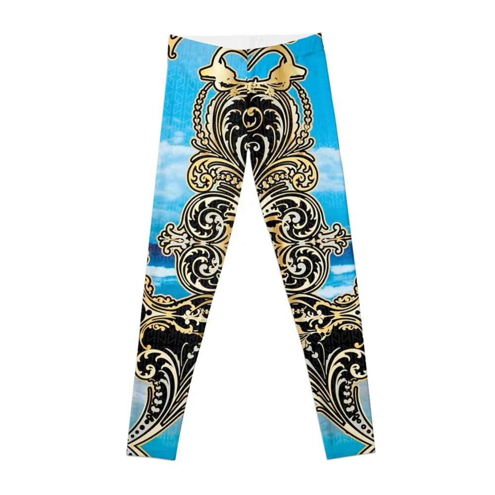 Leggings con adornos de belleza del océano barroco dorado de lujo con estampado completo, mallas deportivas para mujer, mallas push up Leginsy push up para mujer