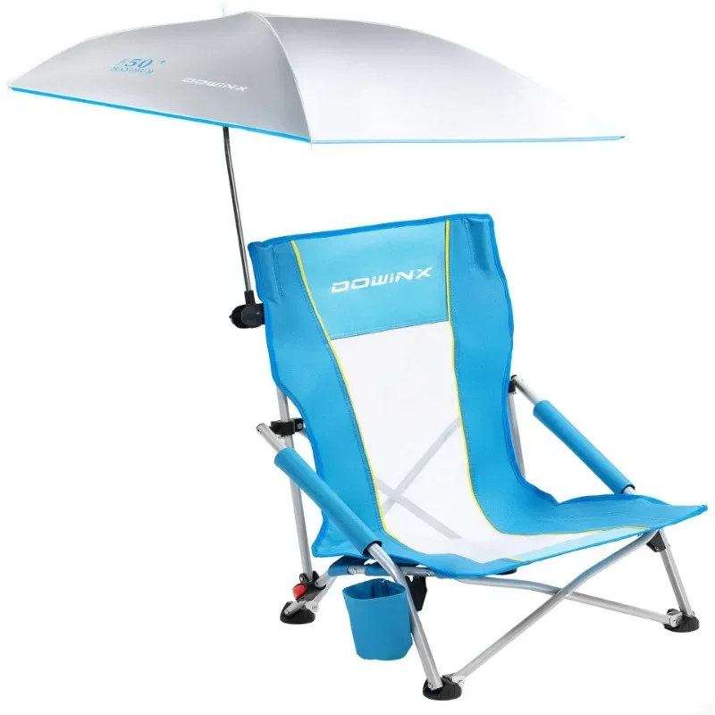Silla plegable de camping con sombrilla ajustable para exteriores - imagen 2
