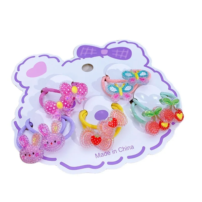 

2PCS New Shiny Cherry Bow Girl Cute Kids Elastic Hair Bands Children Hair Ties Princess Hair Accessories Baby Headwear
