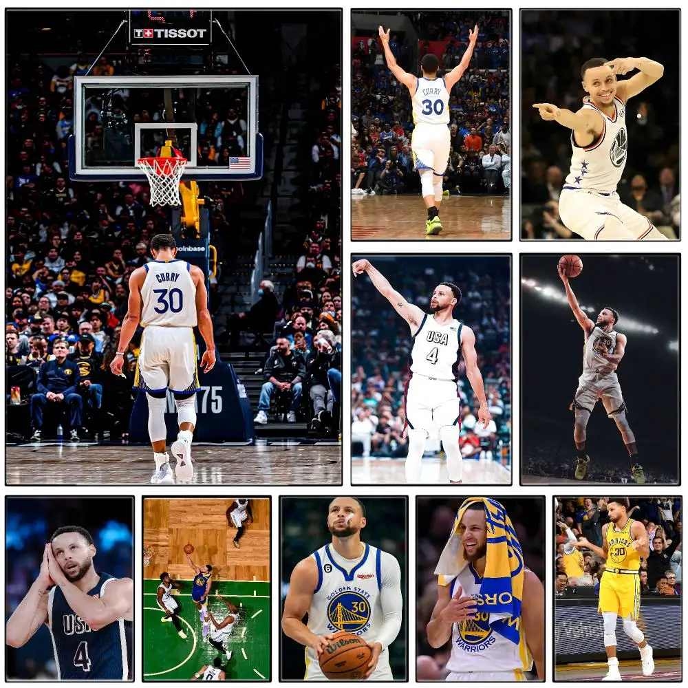 Basketball S-Stephen Super Star C-Curry Poster  Self-adhesive Art Waterproof Paper Sticker Coffee House Bar Room Wall Decor
