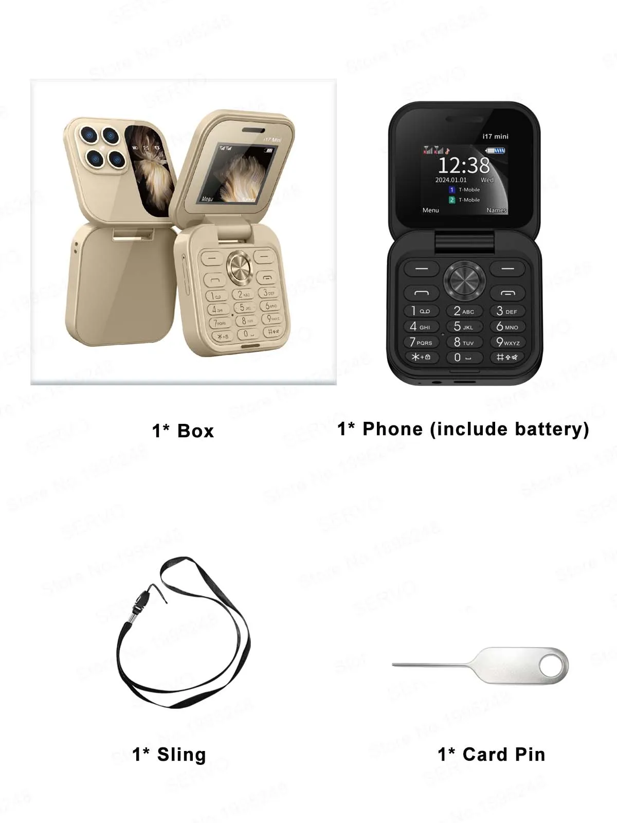 SERVO I17 Mini Flip Mobile Phone 2G Network 1.77inch Screen Dual SIM Flashlight Speed Dial FM Radio Small Fashion Foldable Phone