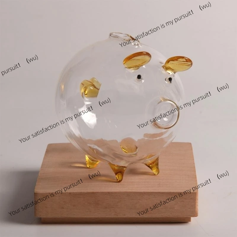 Pig Piggy Money Boxes Coin Saving Box Transparent Glass Souvenir Birth C7AC