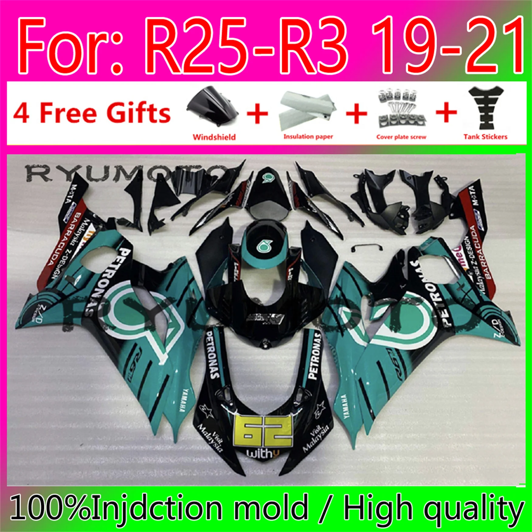 

New ABS Motorcycle Injection Full Fairings Kit Fit For Yamaha YZF R3 2019 2020 YZF R25 19 20 21 R3 Bodywork fairing