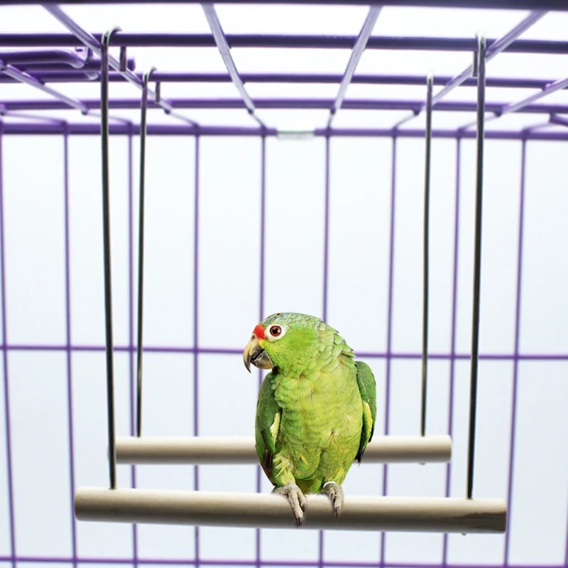 Parrot Perch Swing Wooden Stand Cage for Small Parrots Playing Dropship