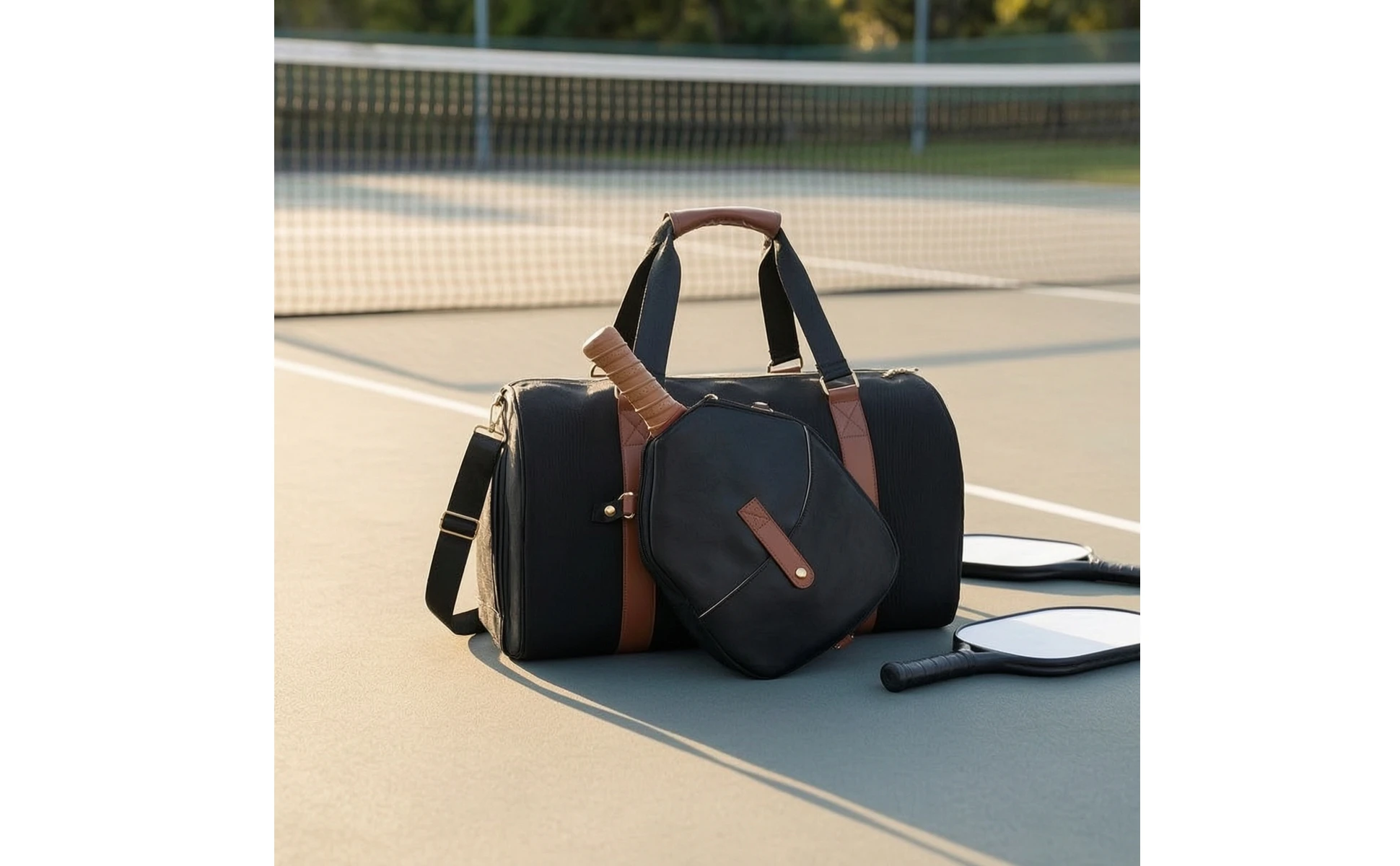 Pickleball Bag with Paddle Cover Spacious Pickleball Duffel Bag Detachable Adjustable for Tennis Players