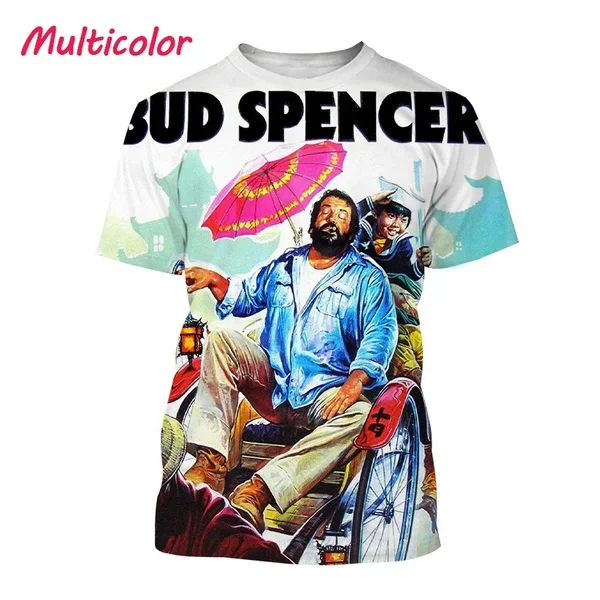 New Fashion Bud Spencer Unisex Casual Harajuku Style Short Sleeve Bud Spencer Terence Hill Personality 3D Printed T-Shirt