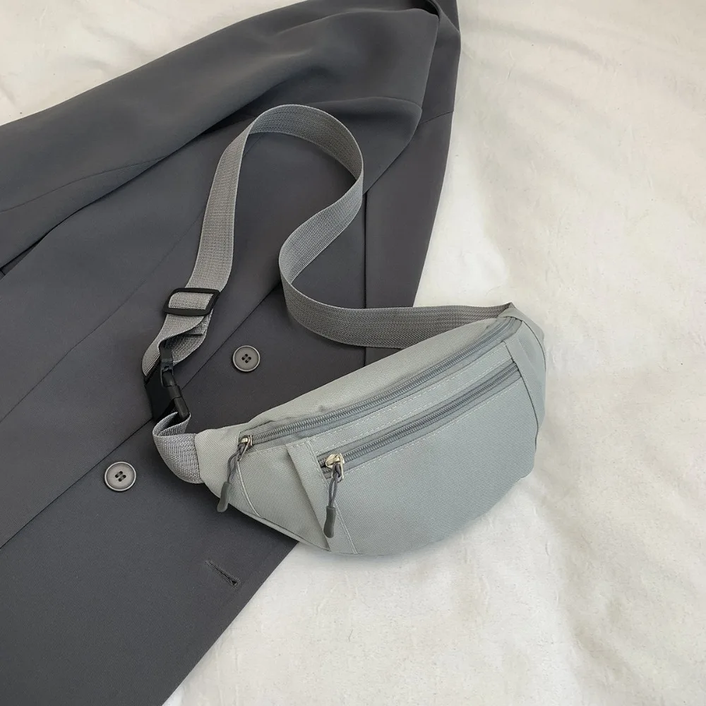 Casual Solid Color Fanny Pack Adjustable Strap Multi-Pocket Waist Pack Large Capacity Crossbody Bag Unisex
