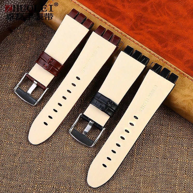 23MM Genuine Calf Leather Watchband Steel Clasp For Swatch IRONY YOS440 449  448  401G Watch Strap Watch band Bracelet Wristband image 2
